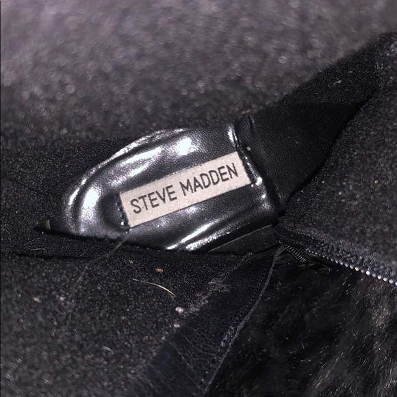 BLK LEATHER STEVE MADDEN HEELED ZIPPER BOOTS SZ8.5 - Picture 6 of 16